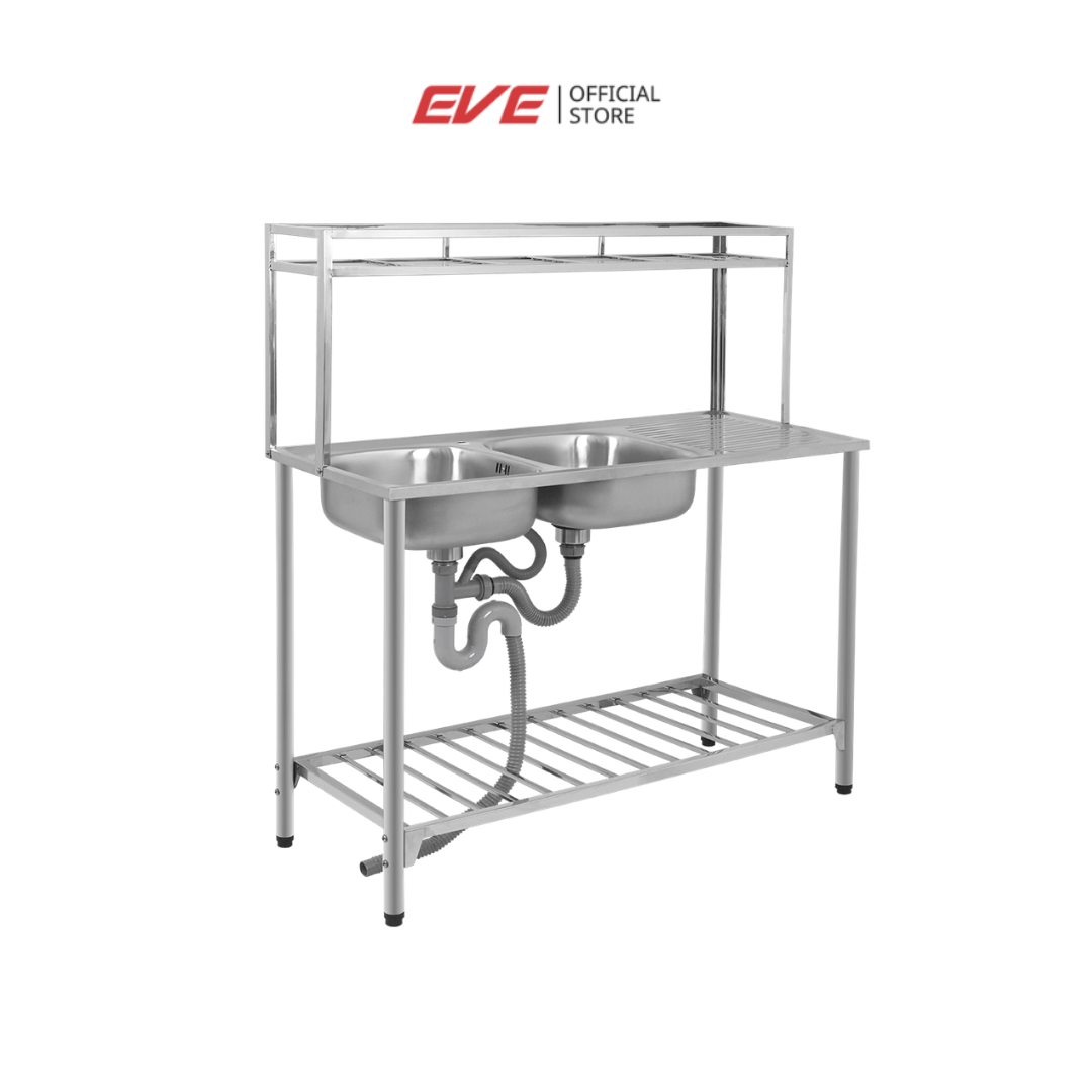 ซิงค์ล้างจานขาตั้ง 2 หลุม 1 ที่พัก EVE CRAFT TS 1200/500 ขนาด 120 ซม._1